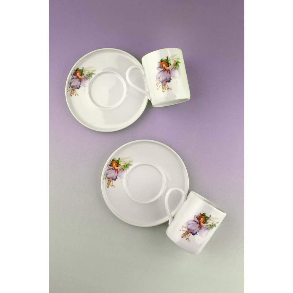 Violet fairy iki kişilik porselen kahve fincan takımı