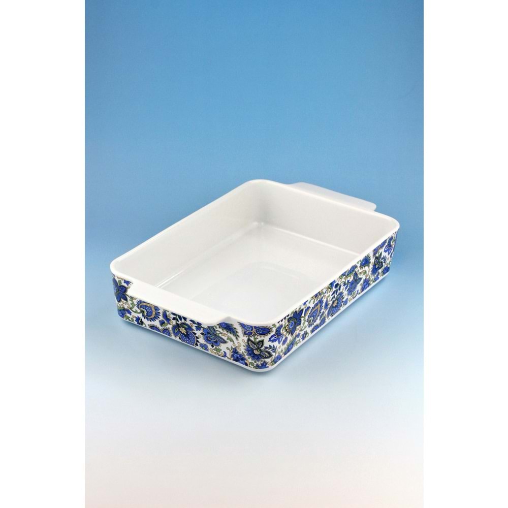 Blue paisley dikdörtgen porselen fırın kabı
