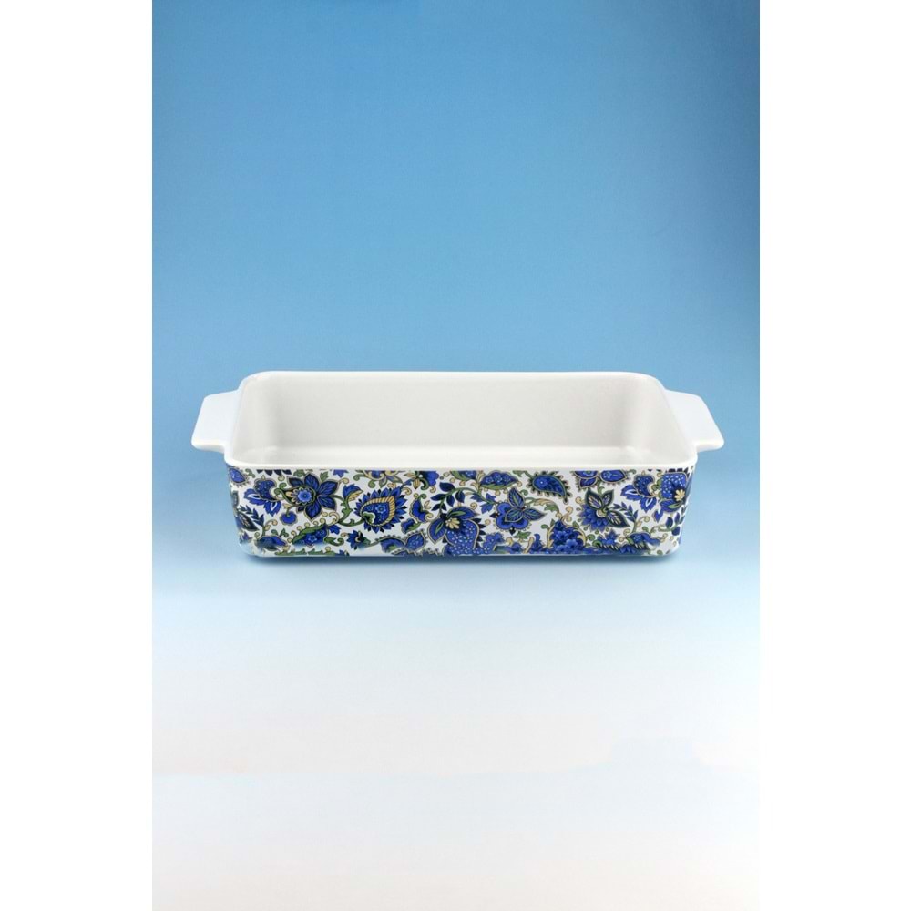 Blue paisley dikdörtgen porselen fırın kabı