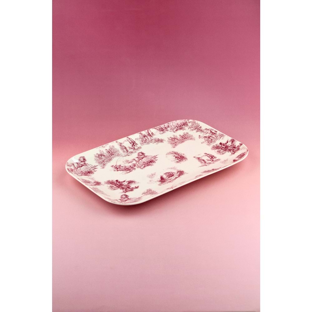 Pembe İngiliz büyük boy porselen tepsi