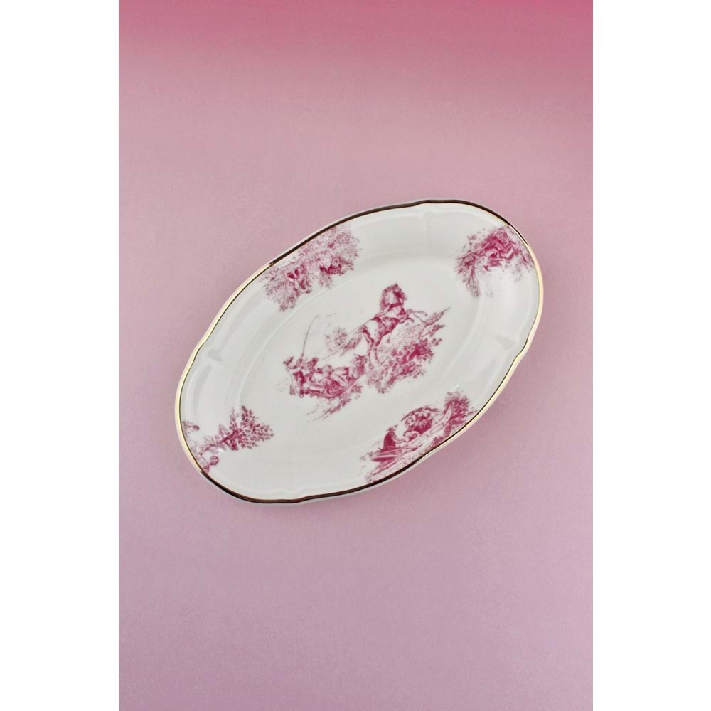 Pembe İngiliz porselen kayık tabak