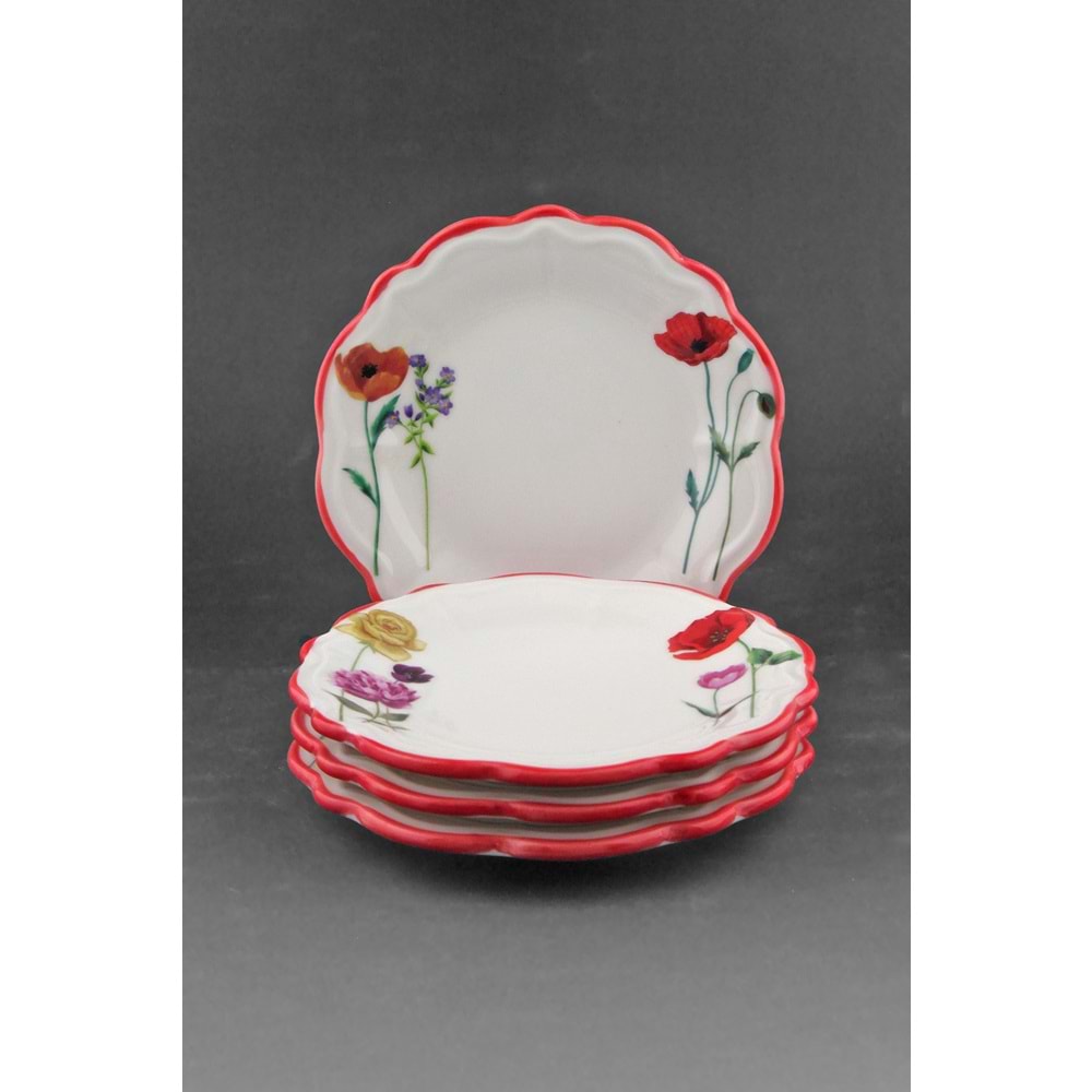 Beautiful flowers red 4 parça tatlı/kurabiye tabağı