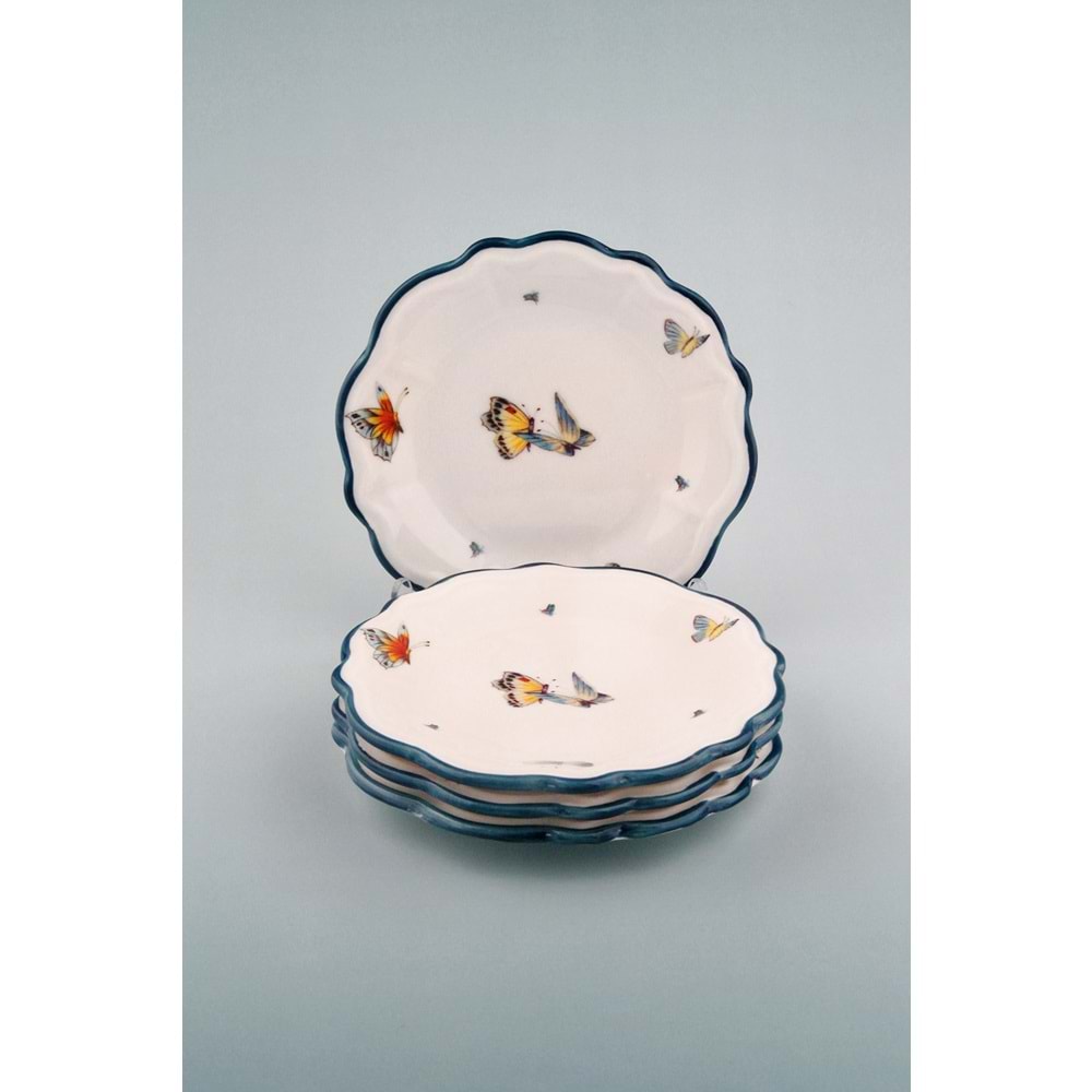 Butterflies aqua 4 parça tatlı/kurabiye tabağı
