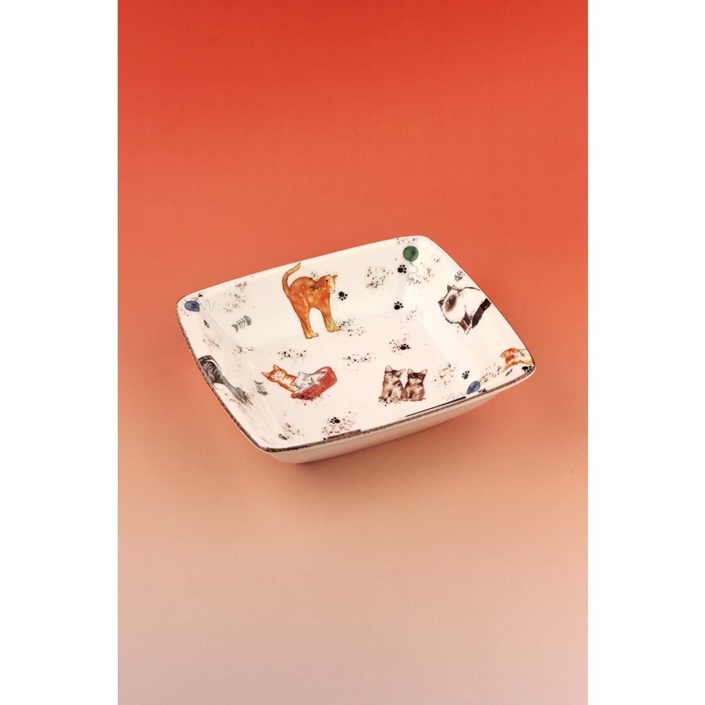 Cats kare porselen kase