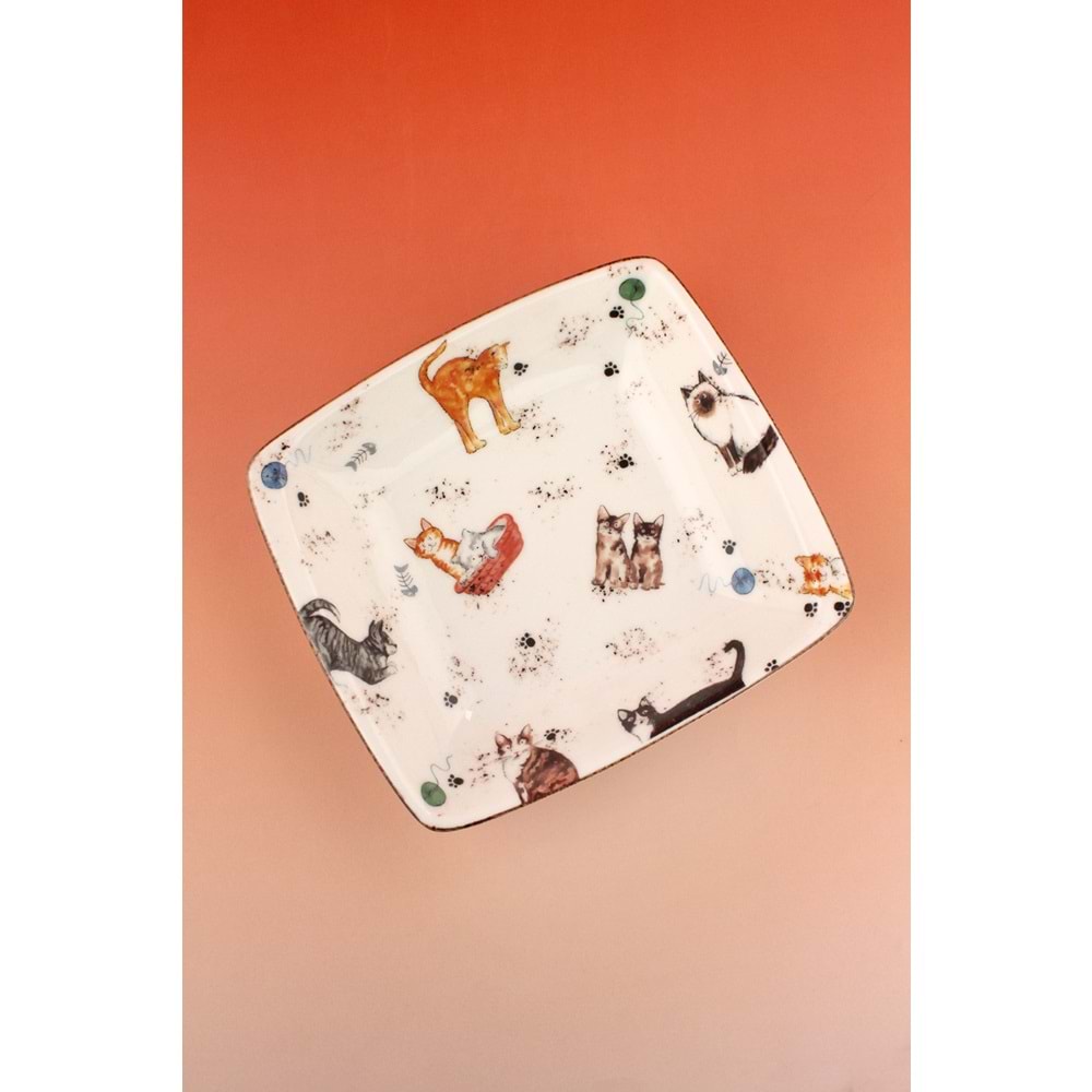 Cats kare porselen kase