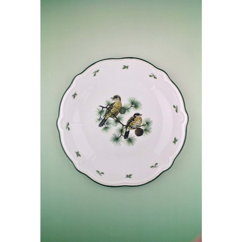 Woodland song yeşil file porselen servis/duvar tabağı