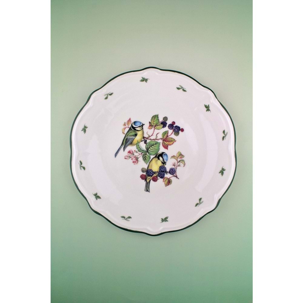 Berry blue yeşil file porselen servis/duvar tabağı