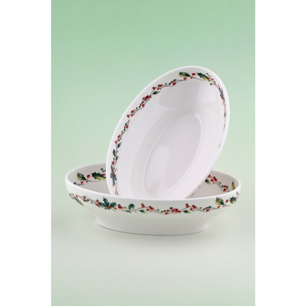 Christmas 2li porselen derin kayık tabak