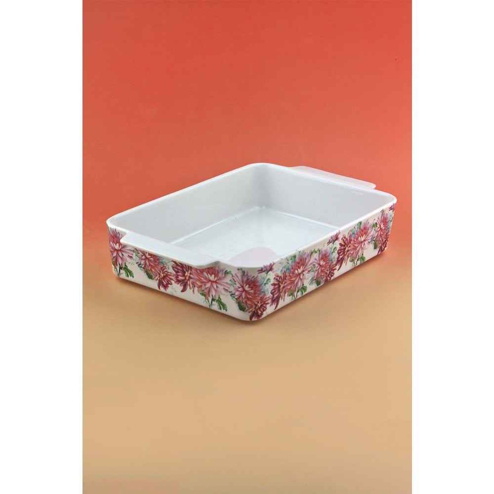 Krizantem dikdörtgen porselen fırın kabı