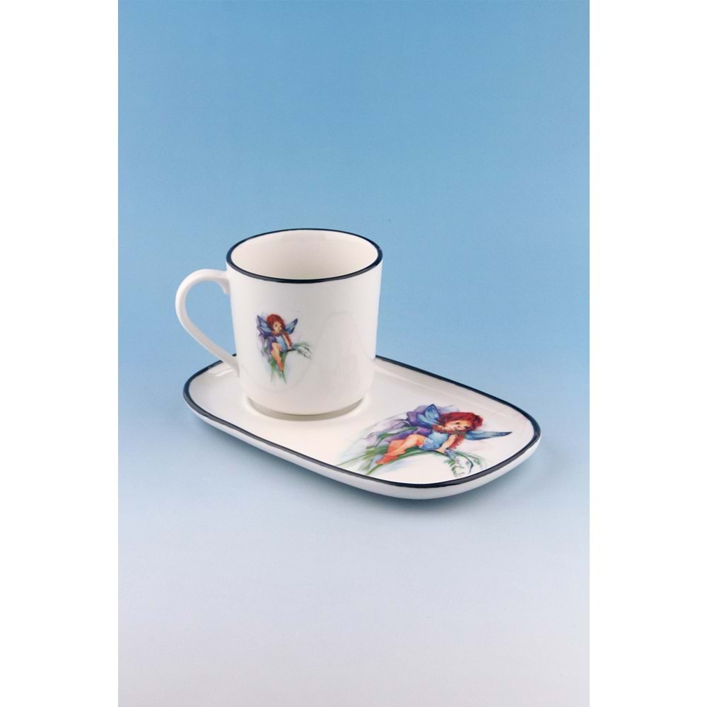 Blue fairy sunumluklu porselen kupa takımı