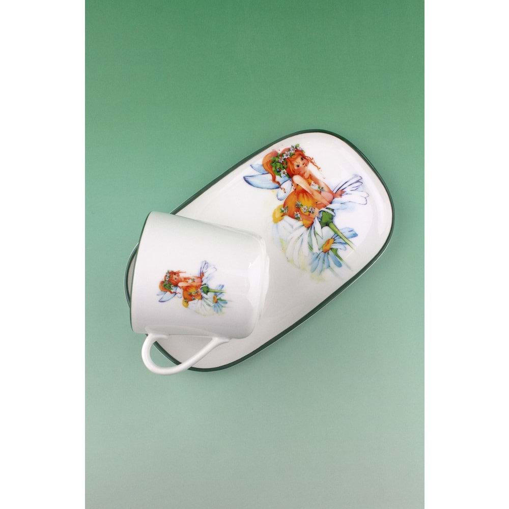 Orange fairy sunumluklu porselen kupa takımı