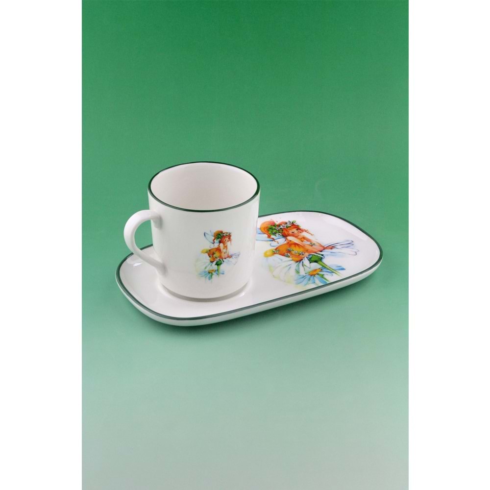 Orange fairy sunumluklu porselen kupa takımı