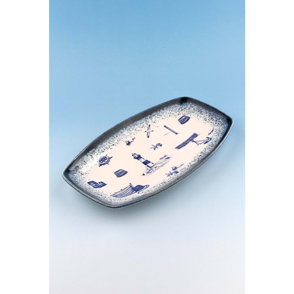 Sea blue porselen kayık tabak