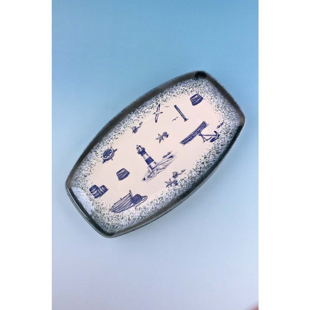 Sea blue porselen kayık tabak