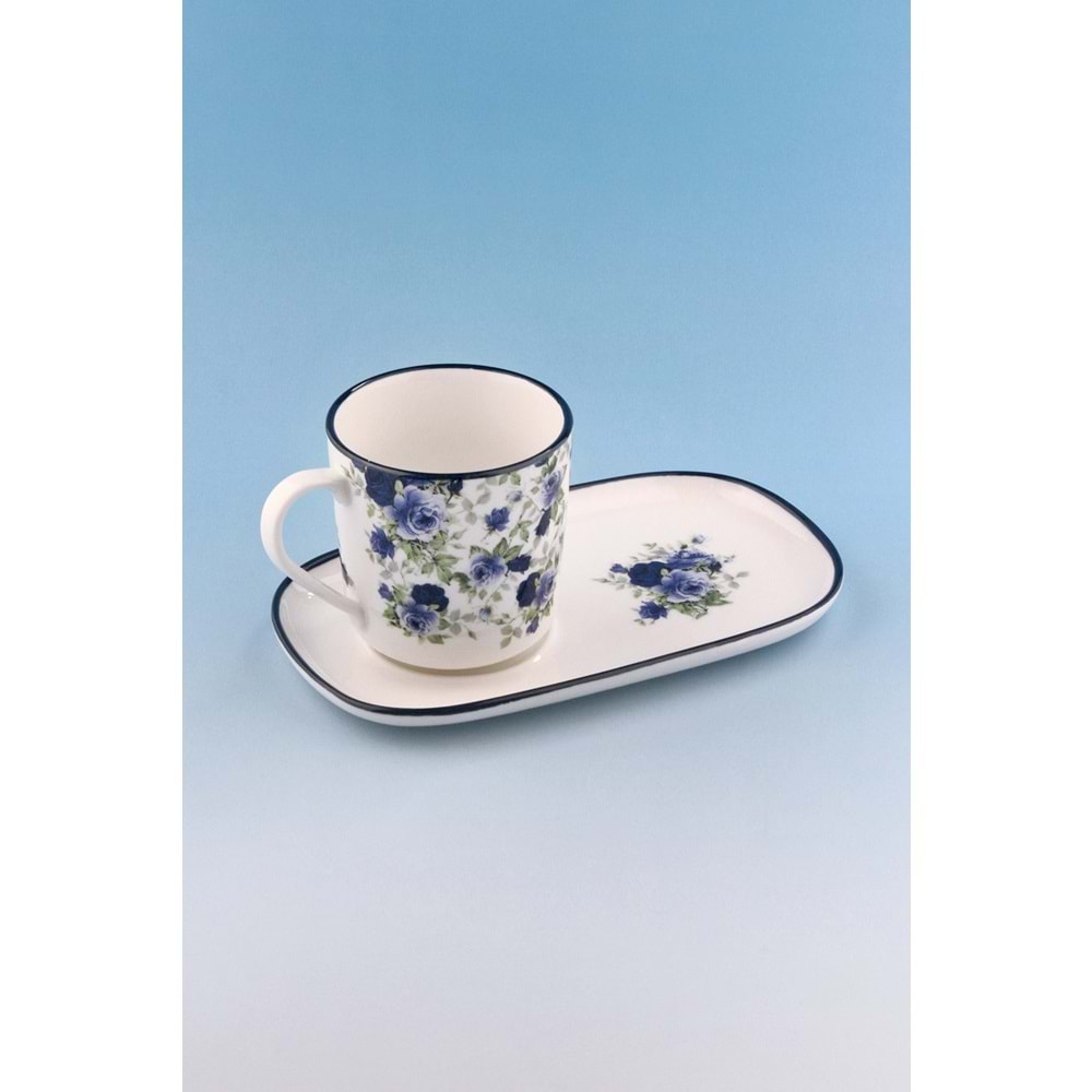 Blue ivy sunumluklu porselen kupa takımı