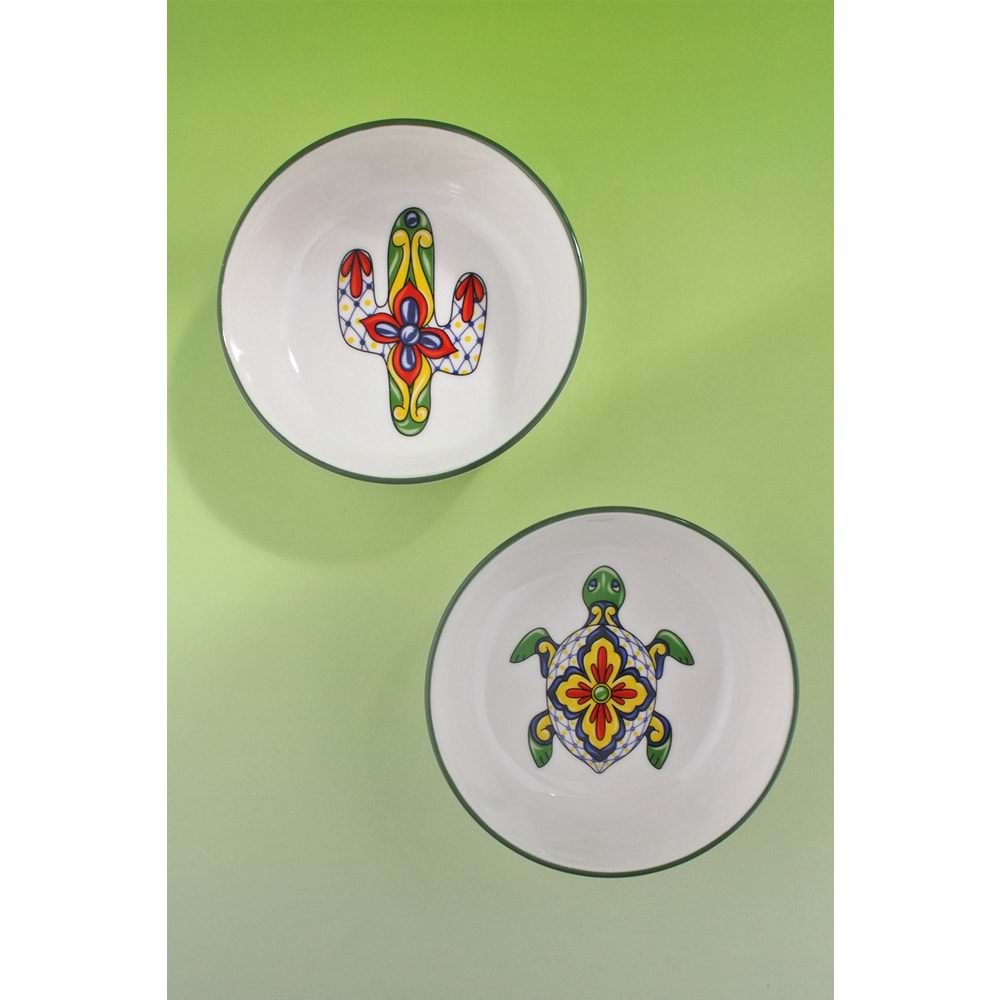 Cactus green 2 adet porselen salata kasesi