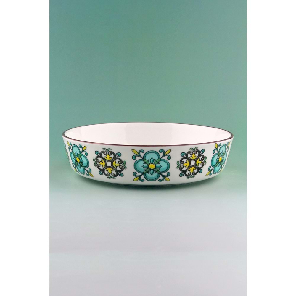 Yeşil çini porselen salata kasesi