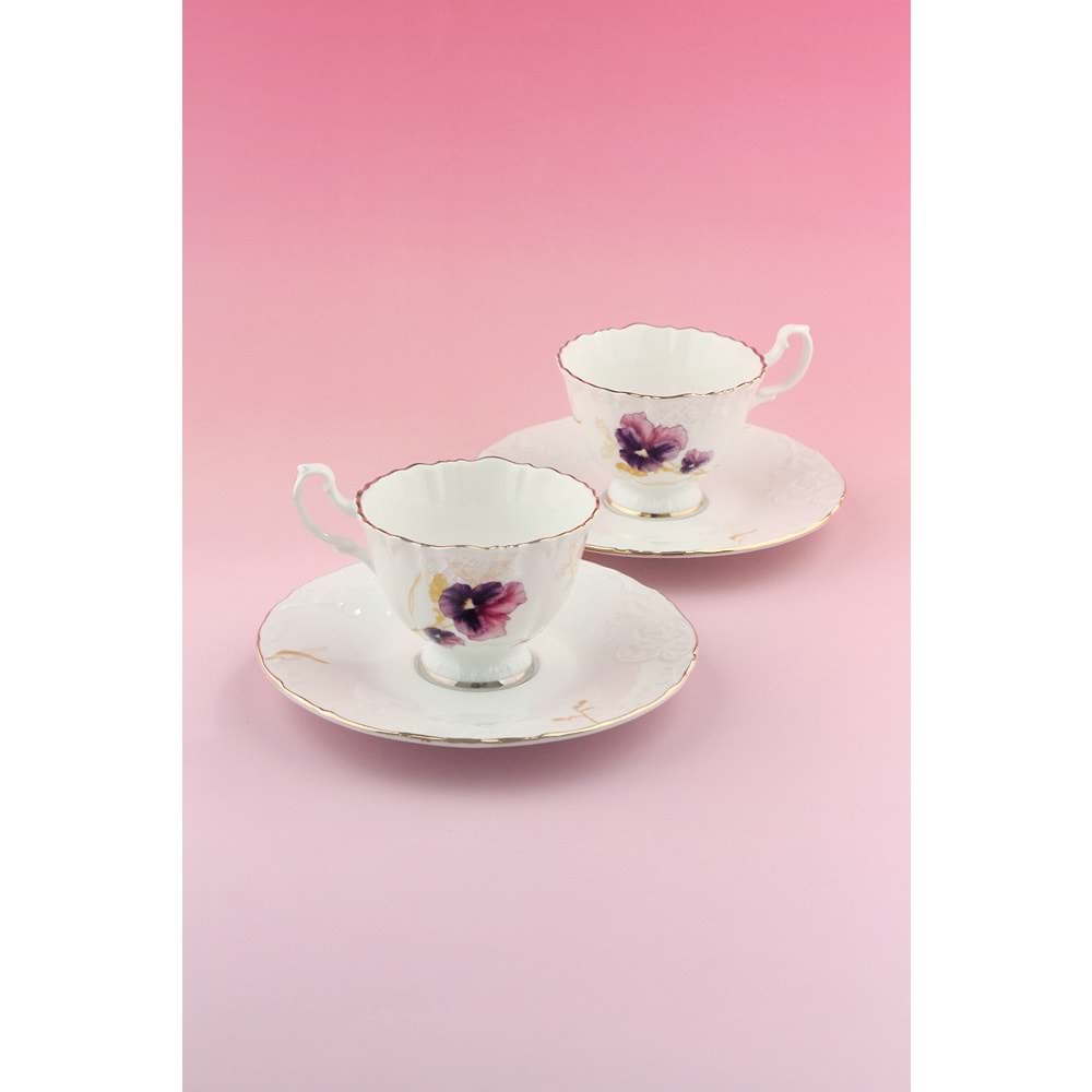 Hercai altın yaldızlı 2 kişilik kahve fincan takımı