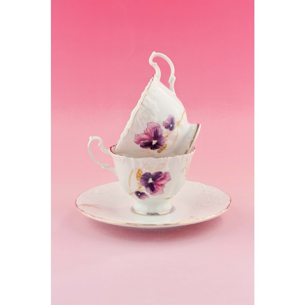 Hercai altın yaldızlı 2 kişilik kahve fincan takımı