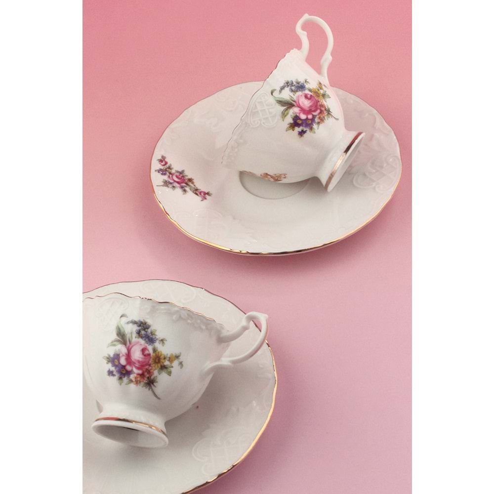 Dora altın yaldızlı 2 kişilik kahve fincan takımı