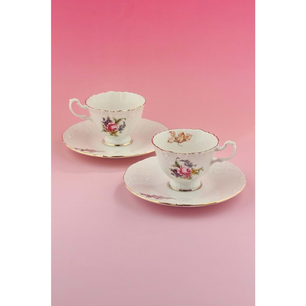 Dora altın yaldızlı 2 kişilik kahve fincan takımı