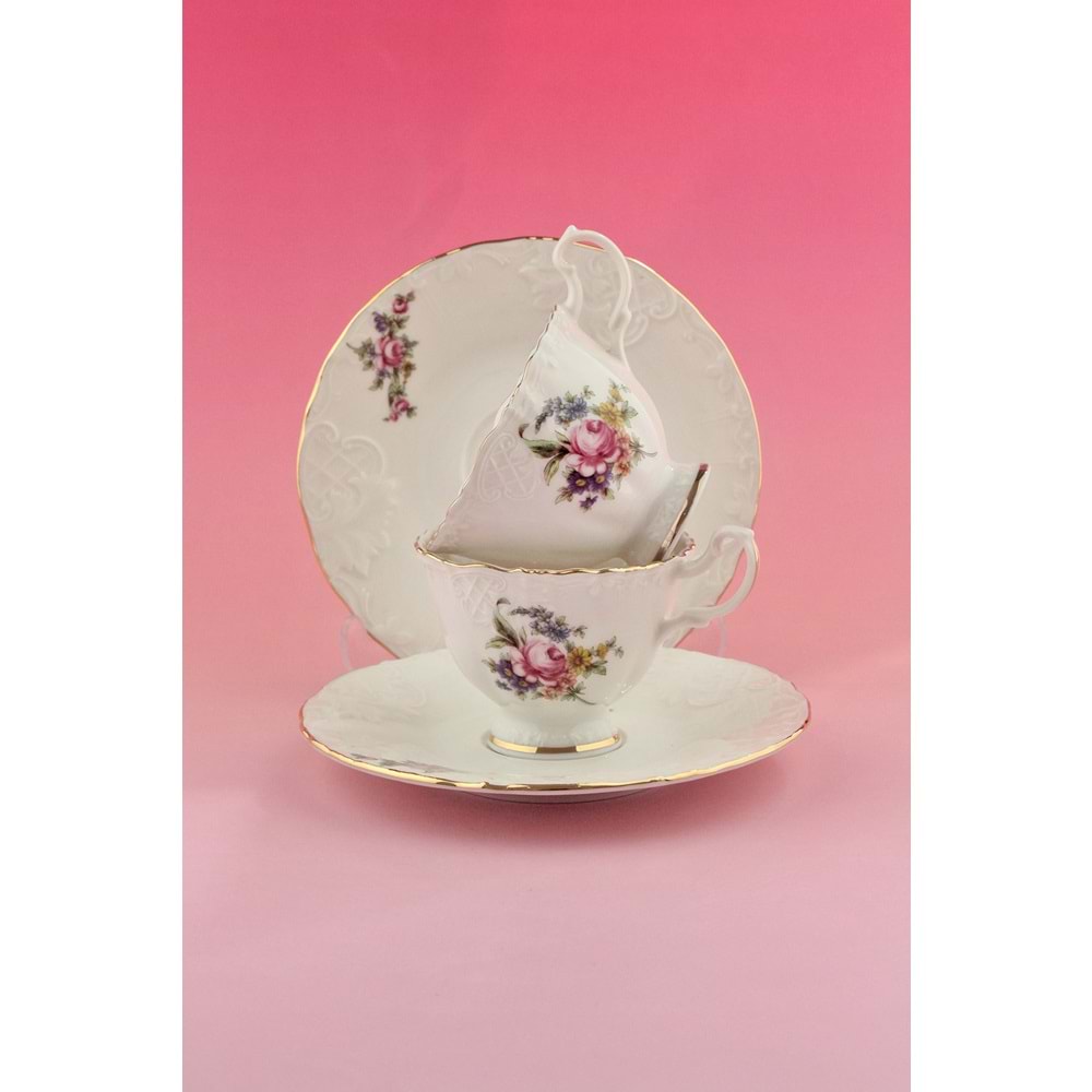 Dora altın yaldızlı 2 kişilik kahve fincan takımı