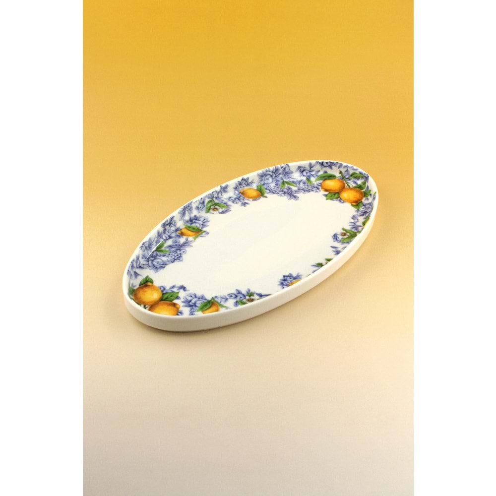 Lemon & blue blanc porselen kayık tabak