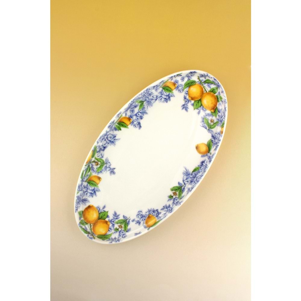 Lemon & blue blanc porselen kayık tabak