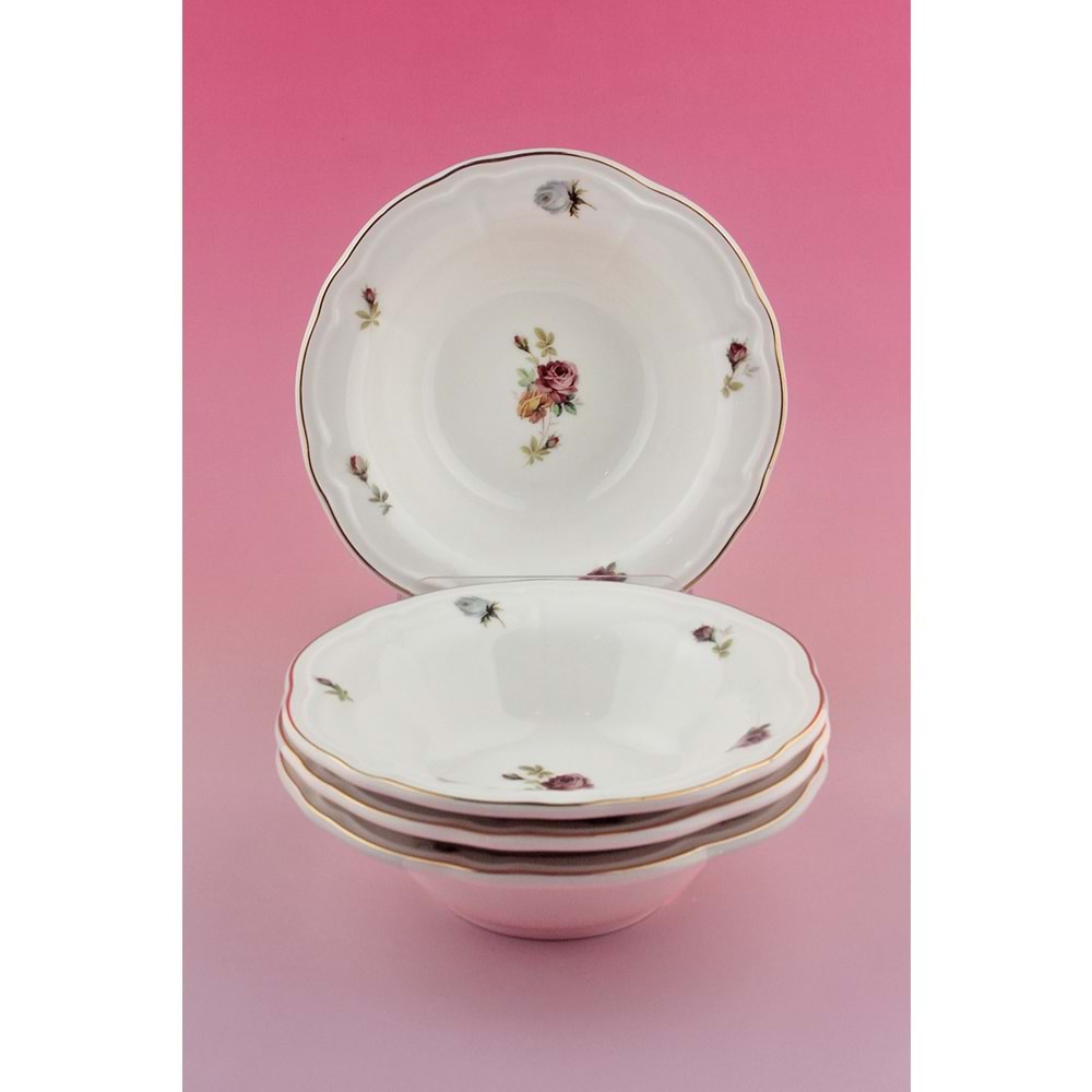 Angela antik altın yaldızlı 4 parça porselen kase