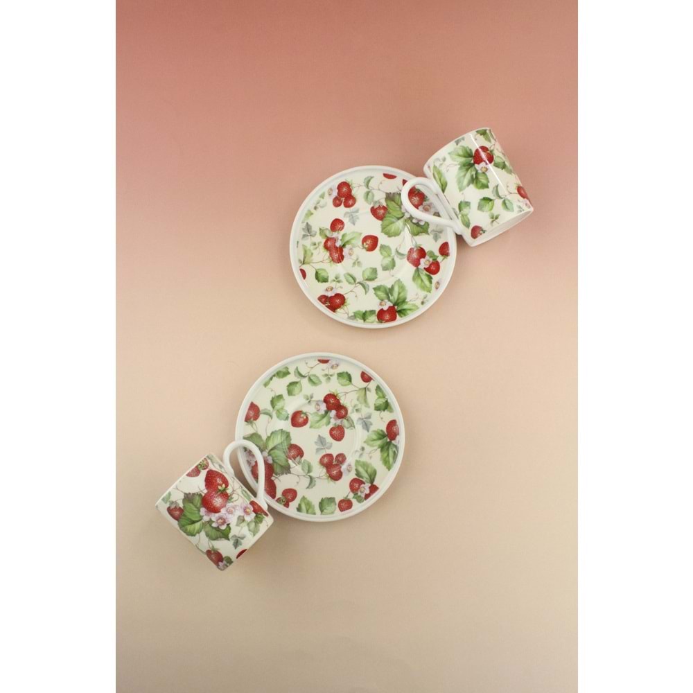 Strawberry iki kişilik porselen kahve fincan takımı