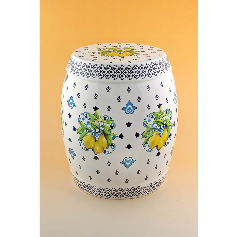 Lemon & bleu blanc seramik yan sehpa / tabure