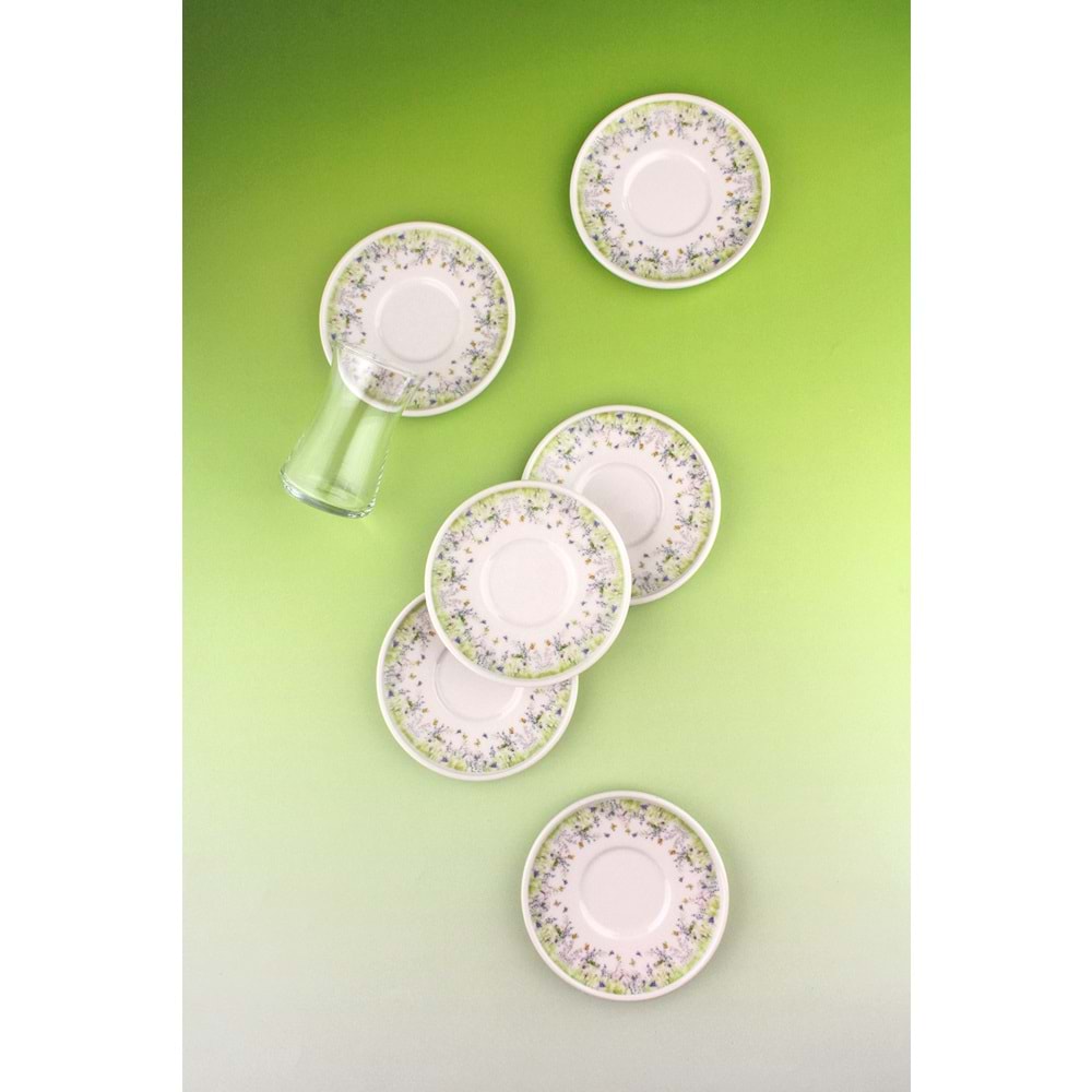 Grassy 12 parça 6 kişilik porselen çay takımı