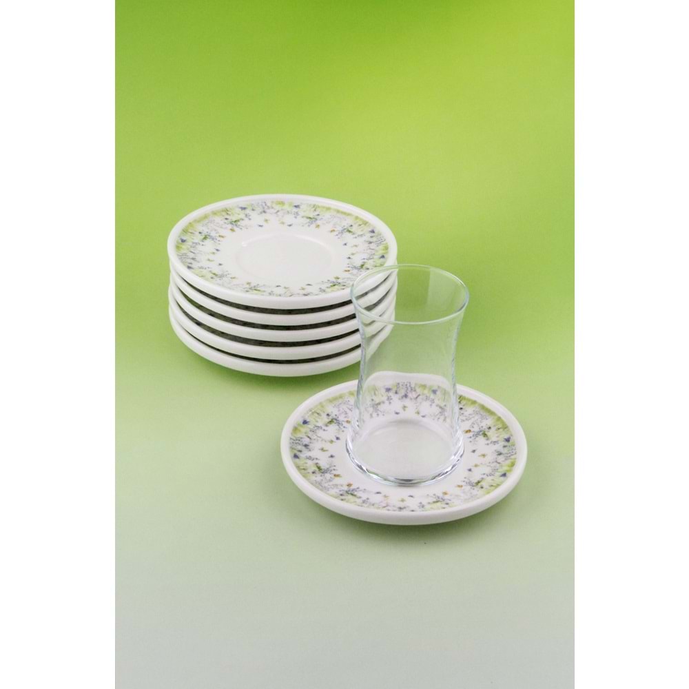 Grassy 12 parça 6 kişilik porselen çay takımı