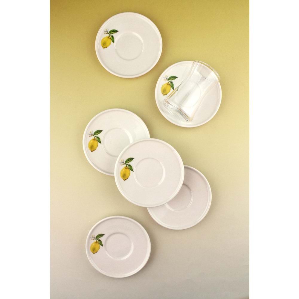 Lemon 12 parça 6 kişilik porselen çay takımı