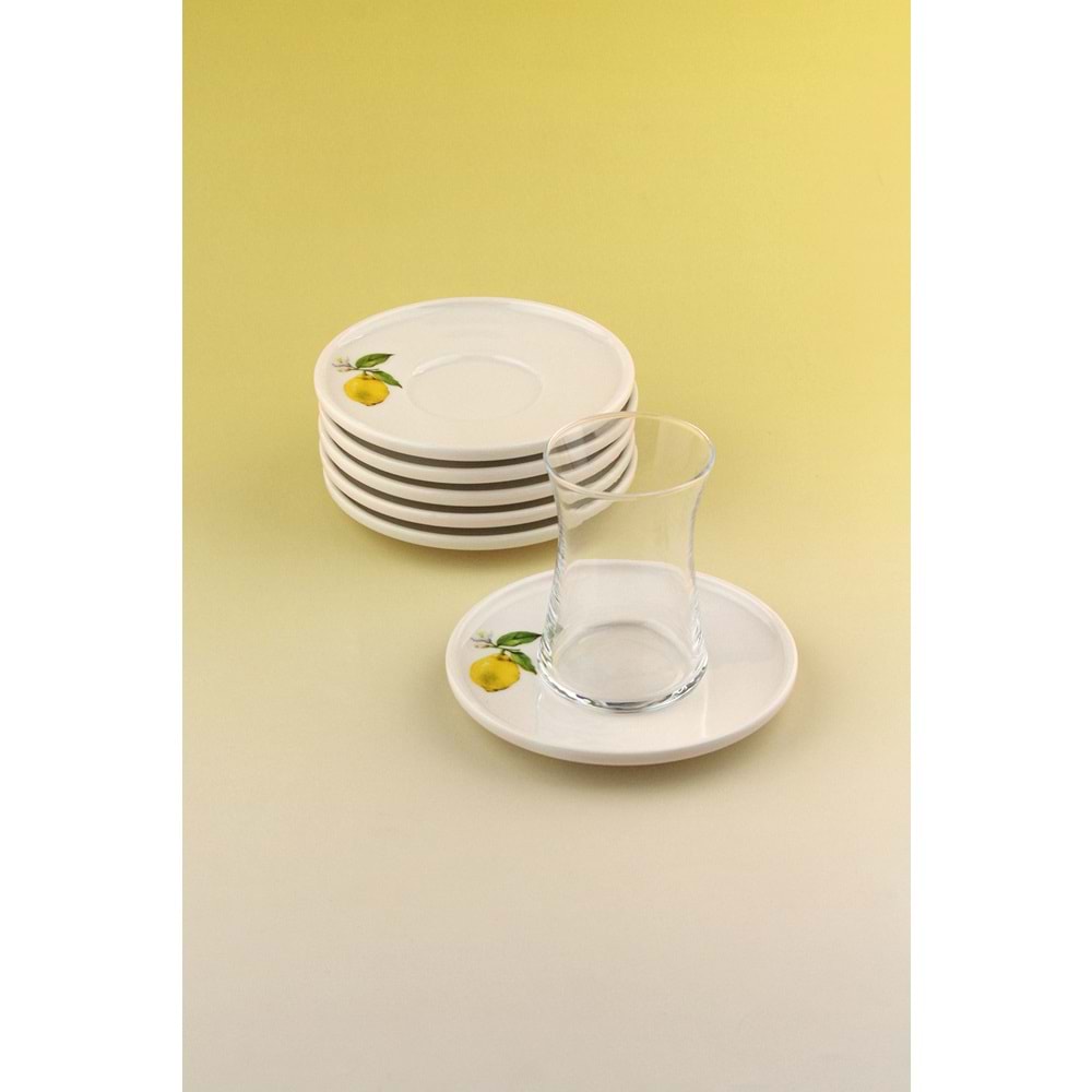 Lemon 12 parça 6 kişilik porselen çay takımı