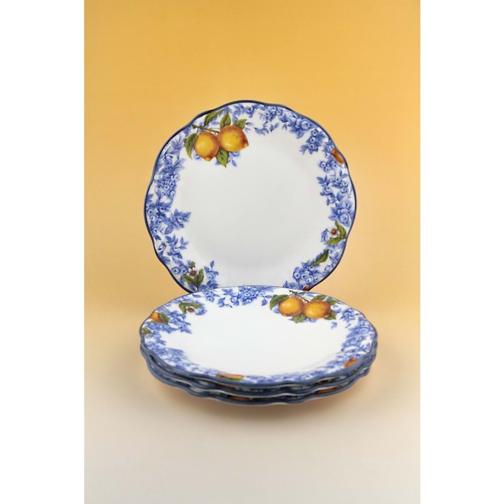 Lemon & blue blanc 4 parça porselen pasta tabağı