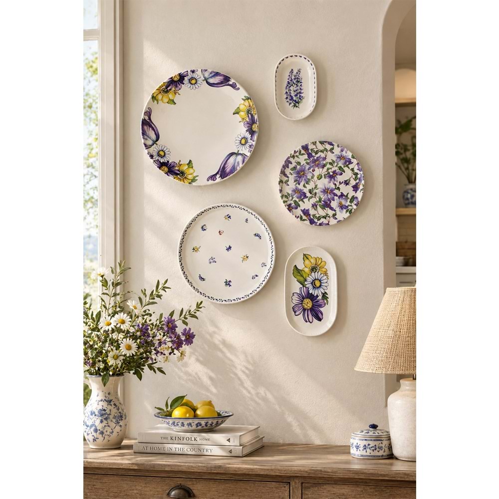 Lavander porselen duvar tabak seti ( asma aparatıyla )