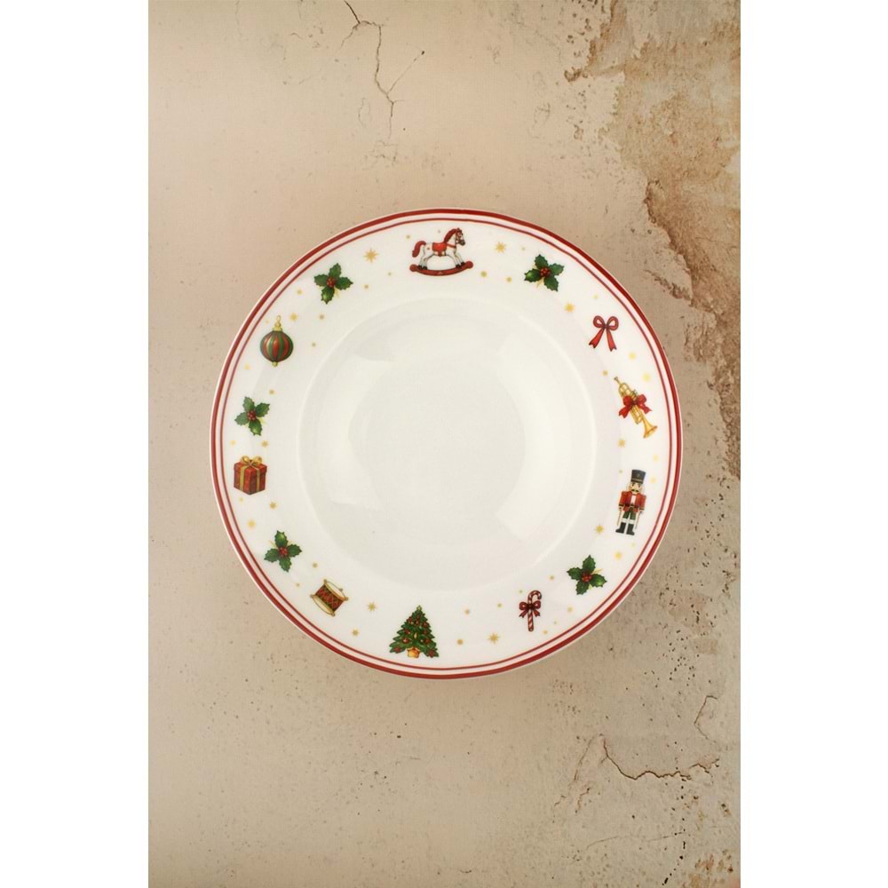Festive christmas büyük boy porselen salata kasesi