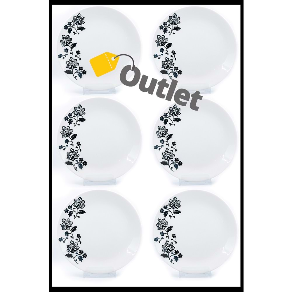 OUTLET Siyah desen 6 parça servis tabağı