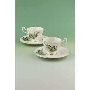 Yeşil çiçek 2 kişilik kahve fincan takımı