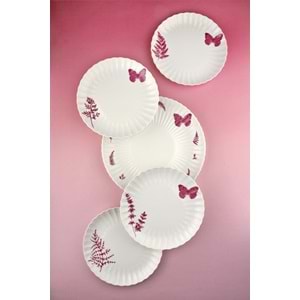 Pembe kelebek 5 parça pasta takımı