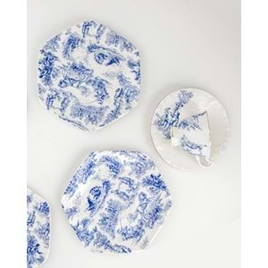 Mavi İngiliz 4 parça porselen tatlı/kurabiye tabağı