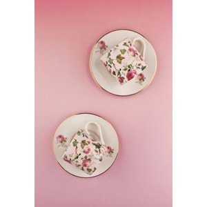 Pink ivy gold 2 kişilik kahve fincan takımı