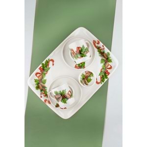Christmas cones porselen tepsili 2 kişilik kahve fincanı & lokumluk