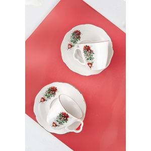 Christmas love altın yaldızlı iki kişilik kahve fincan takımı