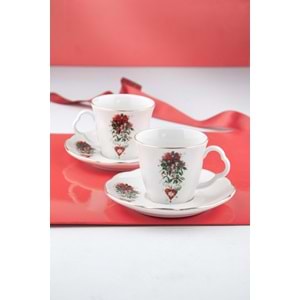 Christmas love altın yaldızlı iki kişilik kahve fincan takımı