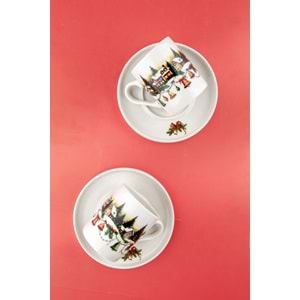 Winterbliss iki kişilik porselen kahve fincan takımı
