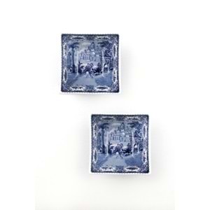 Special blue kare porselen ikili kase