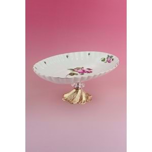 Pink rose gold metal ayaklı oval tabak