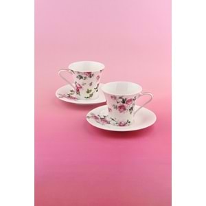 Pink ivy rose altın yaldızlı 2 kişilik çay fincan takımı